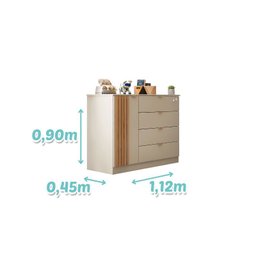 Quarto Infantil Bebê Ayla Cômoda e Guarda Roupa Offwhite - 3