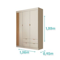 Quarto Infantil Bebê Ayla Cômoda e Guarda Roupa Offwhite - 7