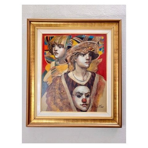 Quadro “mulher Con Mascara” de Angel Cestac