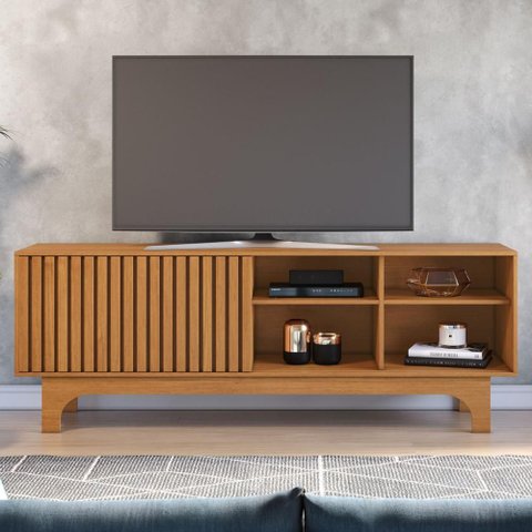 Rack para TV até 70 Polegadas com 1 Porta de Correr e 4 Nichos Multimóveis Crjcm-RCK006 Cinamomo