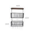 Ver imagem 1 de Prateleiras Fruteira Estante Madeira e Ferro de Parede Suspensa Rústica Multiuso para Cozinha