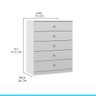 Cômoda Grande Branca com 5 Gavetas para Quarto 75x91cm 6505 - 4