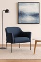 Ver imagem 1 de Poltrona Organic Linho Azul Marinho Base Aço Preto - Ooca Móveis
