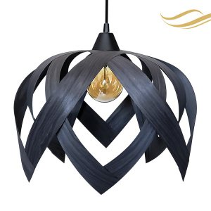 Luminária Lustre Pendente Madeira Teto Sala Quarto Cozinha Lúpulo G Preto