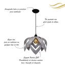 Ver imagem 3 de Luminária Lustre Pendente Madeira Teto Sala Quarto Cozinha Lúpulo G Cinza