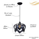 Ver imagem 2 de Luminária Lustre Pendente Madeira Teto Sala Quarto Cozinha Lúpulo M Preto