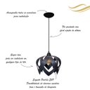 Ver imagem 3 de Luminária Lustre Pendente Madeira Teto Sala Quarto Cozinha Lúpulo M Preto