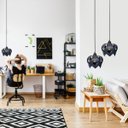 Ver imagem 4 de Luminária Lustre Pendente Madeira Teto Sala Quarto Cozinha Lúpulo P Preto