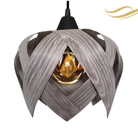 Luminária Lustre Pendente Madeira Teto Sala Quarto Cozinha Lúpulo P Cinza