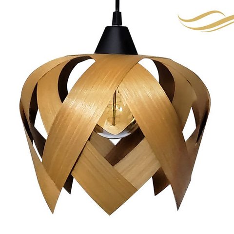 Luminária Lustre Pendente Madeira Natural Teto Sala Quarto Cozinha Lúpulo P