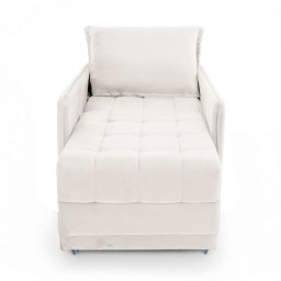 Poltrona Cama Reclinável Retrátil Viena Veludo Bege Claro - Loja Sheep - 5