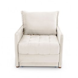 Poltrona Cama Reclinável Retrátil Viena Veludo Bege Claro - Loja Sheep - 4