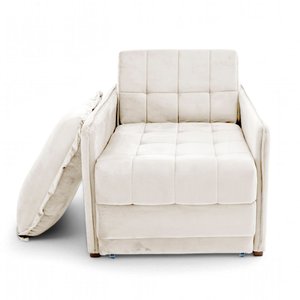 Poltrona Cama Reclinável Retrátil Viena Veludo Bege Claro - Loja Sheep