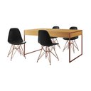 Ver imagem 6 de Mesa Jantar Industrial Retangular Canela 137X90Cm Com 4 Cadeiras Pretas Base Cobre Cor: Canela
