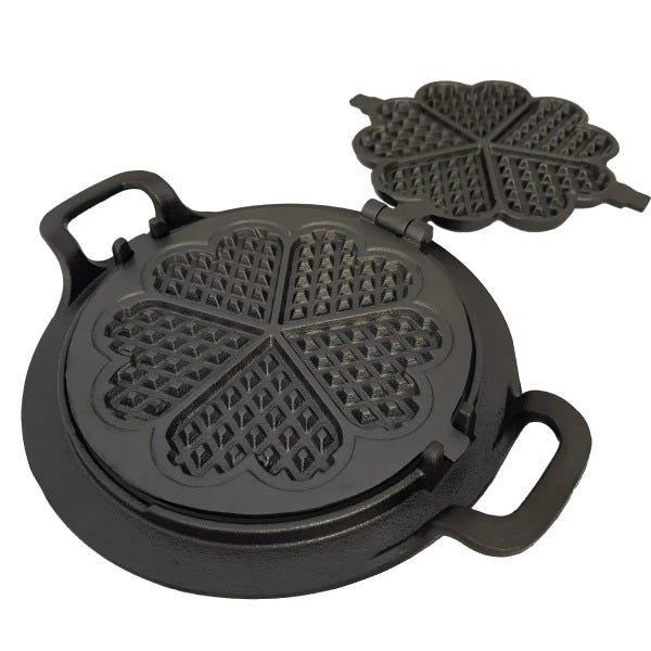 Forma Pra Fazer Waffle Alça Ferro Fundido Fogão A Lenha 24cm - 2