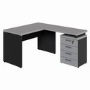 Ver imagem 3 de Escrivaninha L 1,20m C/ Gaveteiro 4 Gavetas Pés Painel F5 Cor:cinza Sagrado com Preto