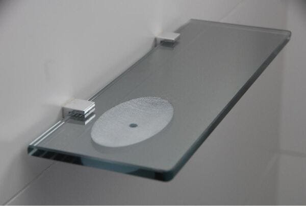 Porta Shampoo Reto Rebaixo para Sabonete em Vidro Refletivo Lapidado - Aquabox - 40cmx9cmx8mm - 1