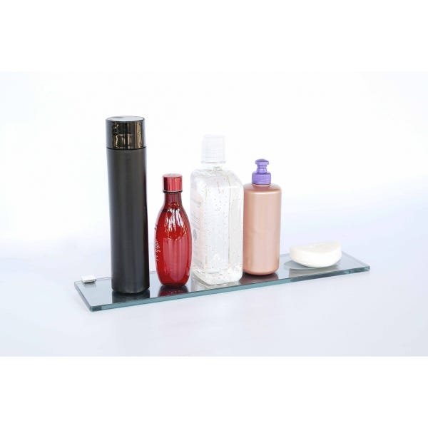 Porta Shampoo Reto Rebaixo para Sabonete em Vidro Refletivo Lapidado - Aquabox - 40cmx9cmx8mm - 2