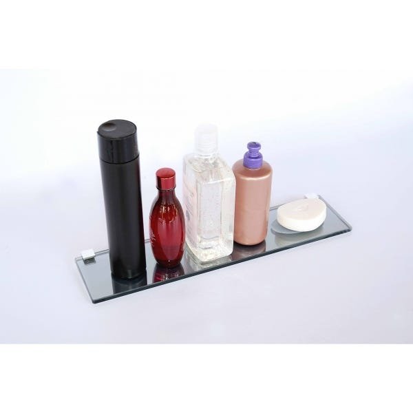 Porta Shampoo Reto Rebaixo para Sabonete em Vidro Refletivo Lapidado - Aquabox - 40cmx9cmx8mm - 4