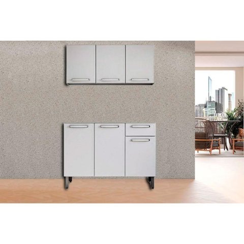 Cozinha Modulada Bertolini Evidence 2 Peças (1aéreo+1balcão) C2p07 Branco-bertolini