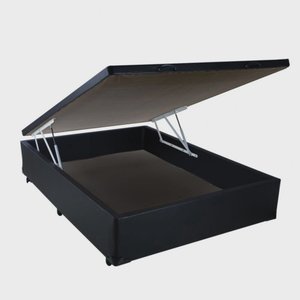 Cama Box Baú Casal Platinum Acolchões Preto 41x138x188