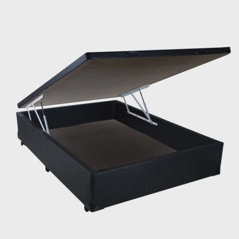 Cama Box Baú Casal Platinum Acolchões Preto 41x138x188