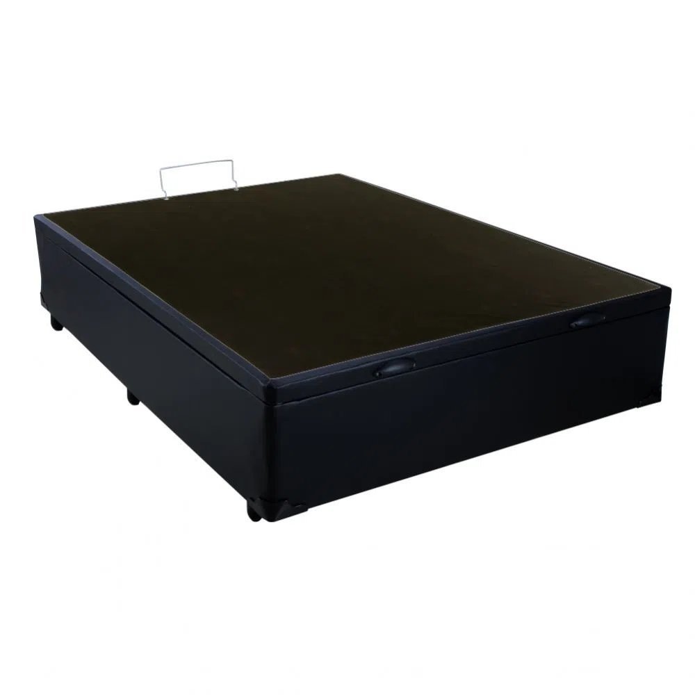 Cama Box Baú Casal Platinum Acolchões Preto 41x138x188 - 3