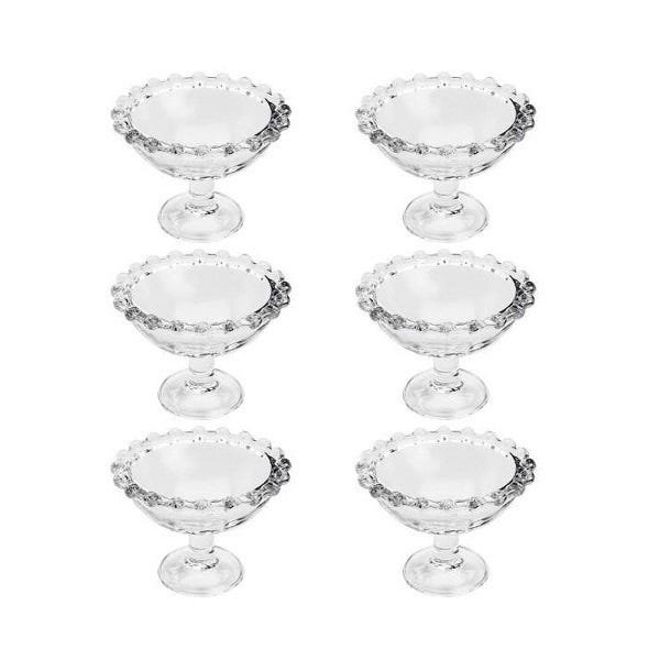 Jogo 6 Taças De Cristal Para Sobremesa Bolinha Transparente 11x9cm
