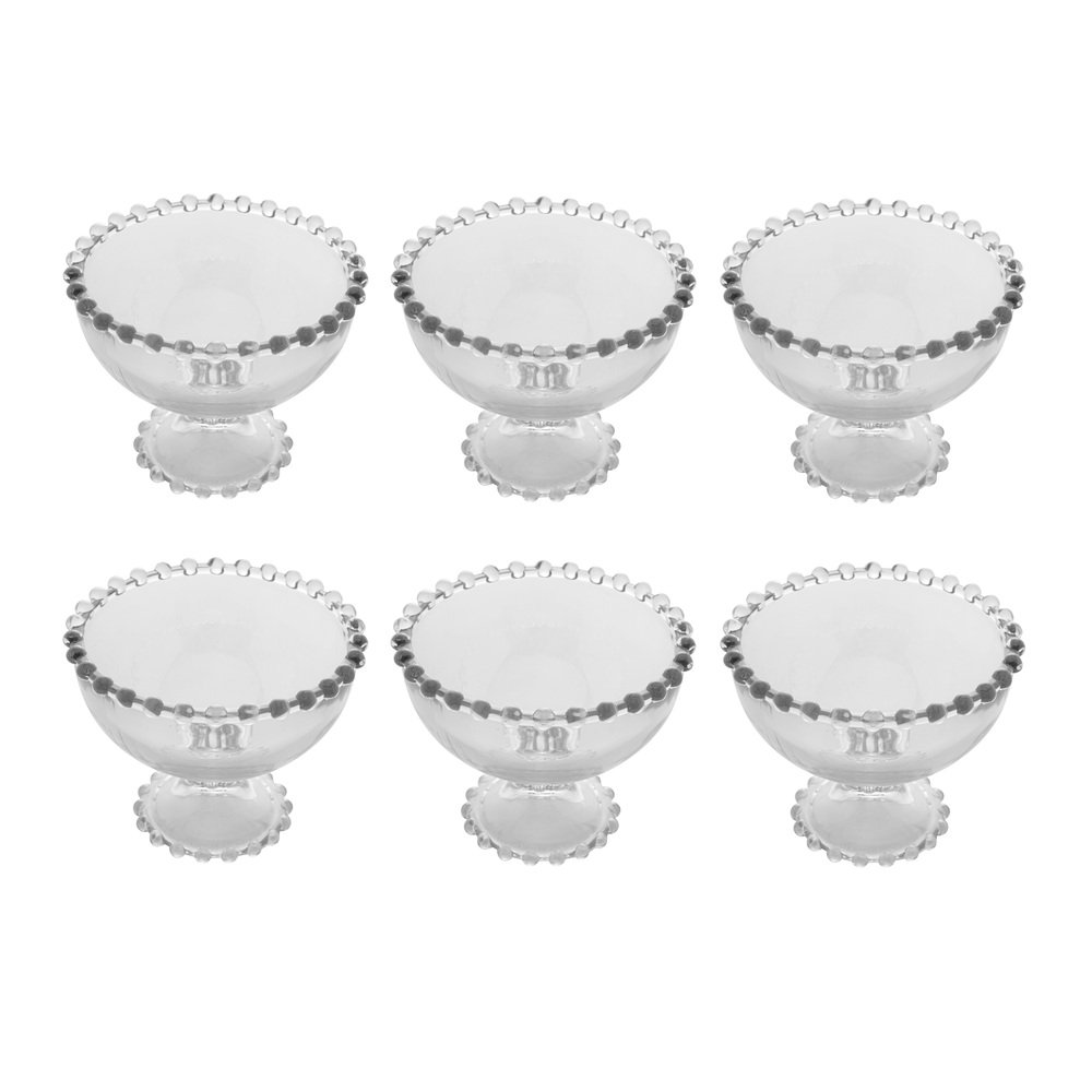 Cj 6 Taças de Cristal P/Sobremesa Pearl Transparente 200ml Wolff - 1