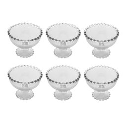 Conjunto 6 Taças de Cristal Pearl Sobremesa Wolff 200ml Mesa Posta Relevo Incolor - 1