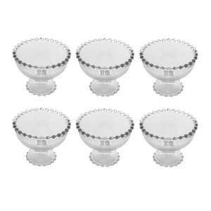 Conjunto 6 Taças de Cristal Pearl Sobremesa Wolff 200ml Mesa Posta Relevo Incolor