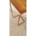 Ver imagem 2 de Apoio lateral sofá bandeja sem espelho porta copos base metal decoração de sala - MADEIRA / BRONZE