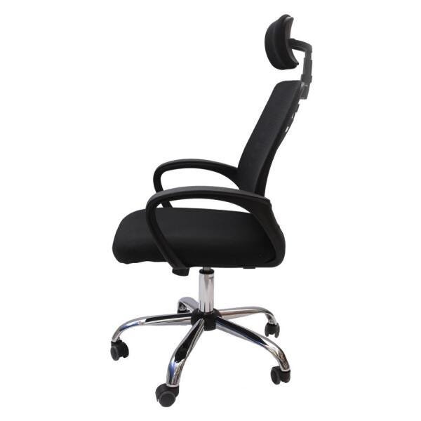 Kit 2 Cadeiras de Escritório Presidente Tela Mesh Simples com Apoio e Sistema Relax Ribs - Preta - 3