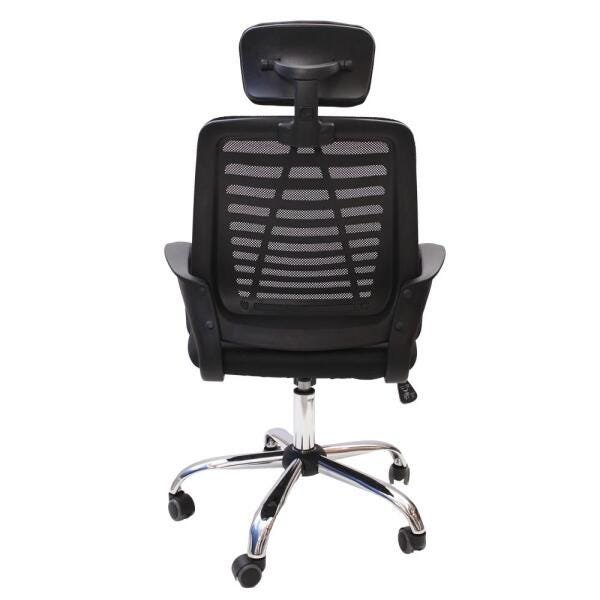 Kit 2 Cadeiras de Escritório Presidente Tela Mesh Simples com Apoio e Sistema Relax Ribs - Preta - 5