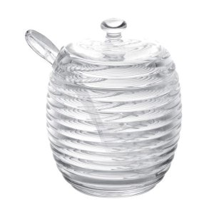 Açucareiro de Cristal Lyor Colmeia com Tampa e Colher 210ml