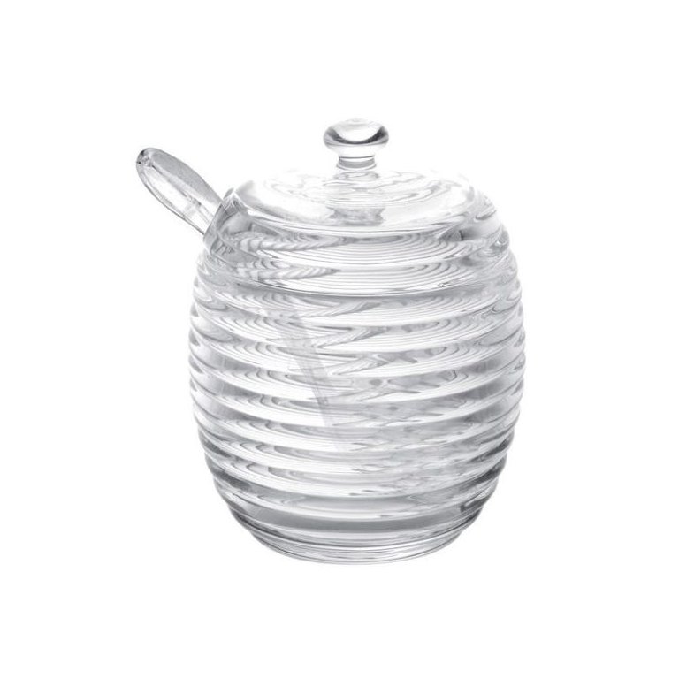 Açucareiro de Cristal Lyor Colmeia com Tampa e Colher 210ml