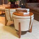 Ver imagem 2 de Puff Multiuso com Mesa Flex Linho Claro - Unidade