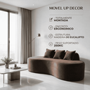 Ver imagem 2 de Sofá Tóquio Puff Orgânico Suede 200cm com 3 Almofadas Design Curvo Luxo para Sala e Recepção:Marrom