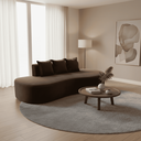 Ver imagem 6 de Sofá Tóquio Puff Orgânico Suede 200cm com 3 Almofadas Design Curvo Luxo para Sala e Recepção:Marrom