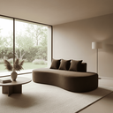 Ver imagem 7 de Sofá Tóquio Puff Orgânico Suede 200cm com 3 Almofadas Design Curvo Luxo para Sala e Recepção:Marrom