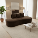 Ver imagem 5 de Sofá Tóquio Puff Orgânico Suede 200cm com 3 Almofadas Design Curvo Luxo para Sala e Recepção:Marrom
