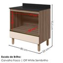 Ver imagem 3 de Balcao com Tampo e Nicho para Forno 1 Gaveta MDF 80 cm Kali 1640622 Carvalho Toq Off White Nicioli