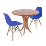 Conjunto Mesa de Jantar Tampo de Madeira 90cm com 2 Cadeiras Eiffel - Azul - 1