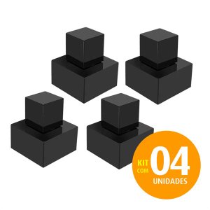 Acabamento Para Registro Quadrado ABS Preto Gaveta Kit 4 PÇS