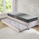 Ver imagem 1 de Bicama Box Solteiro Suede Bege 88x188x28 Cm com Colchão Dual Firm Espuma e Colchão Auxiliar