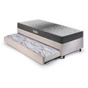 Ver imagem 3 de Bicama Box Solteiro Suede Bege 88x188x28 Cm com Colchão Dual Firm Espuma e Colchão Auxiliar