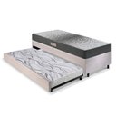 Ver imagem 2 de Bicama Box Solteiro Suede Bege 88x188x28 Cm com Colchão Dual Firm Espuma e Colchão Auxiliar