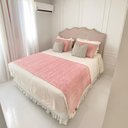Ver imagem 5 de Cabeceira Estofada King Provençal Tecido Editável e Tachas Cor:veludo Luxor Creme