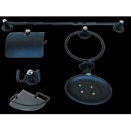 Kit Acessório para Banheiro Preto Aço Inox 6 Peças com Porta Shampoo Canto - 2