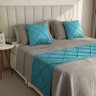 Peseira Drapeada Veludo Luxo 2,40x0,50m Dupla Face cama queen Azul Turquesa - 1